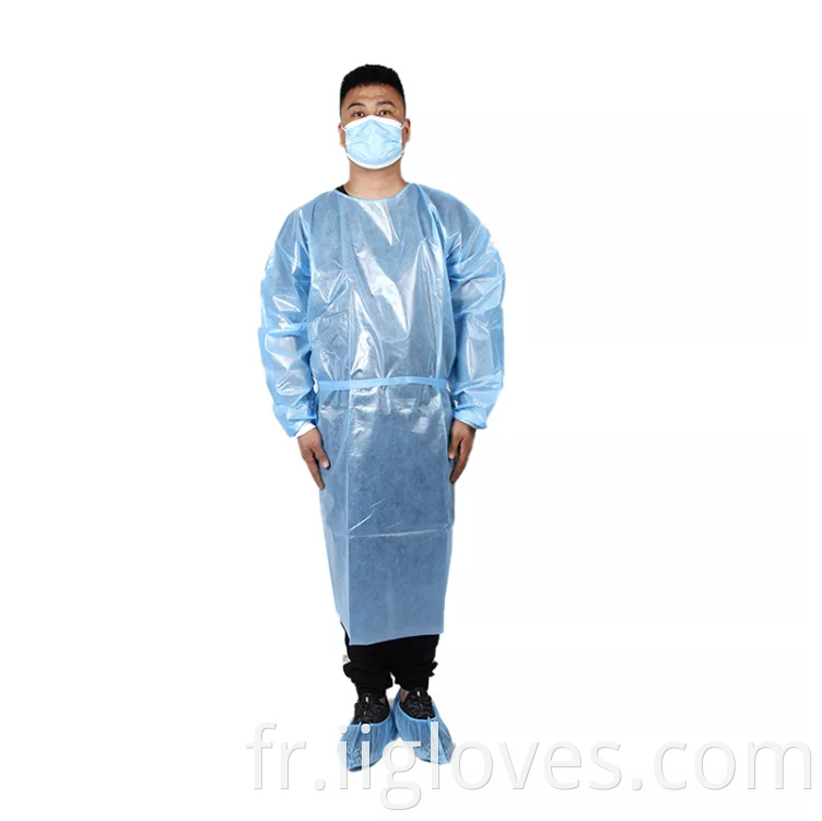 Patient de massage de sécurité Patient laminé Isolement 40gsm Insolation Opération Isolative Robe de théâtre